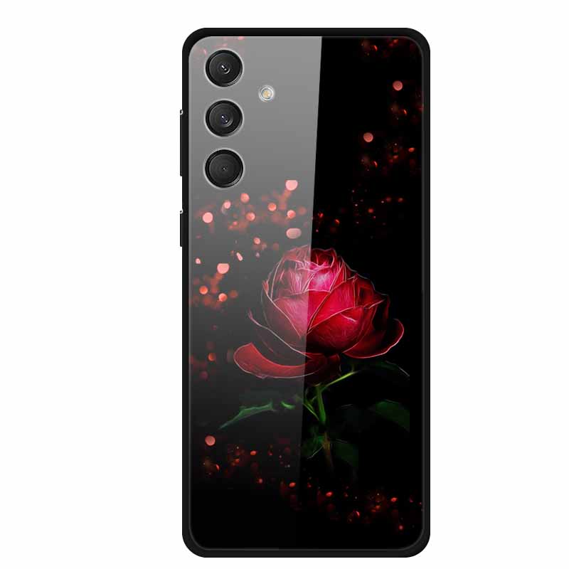 

For Samsung Galaxy M55 M35 5G Case Luxury Tempered Glass Hard Back Covers for Samsung M35 5G Cases Soft Bumper Fundas SamsungM55