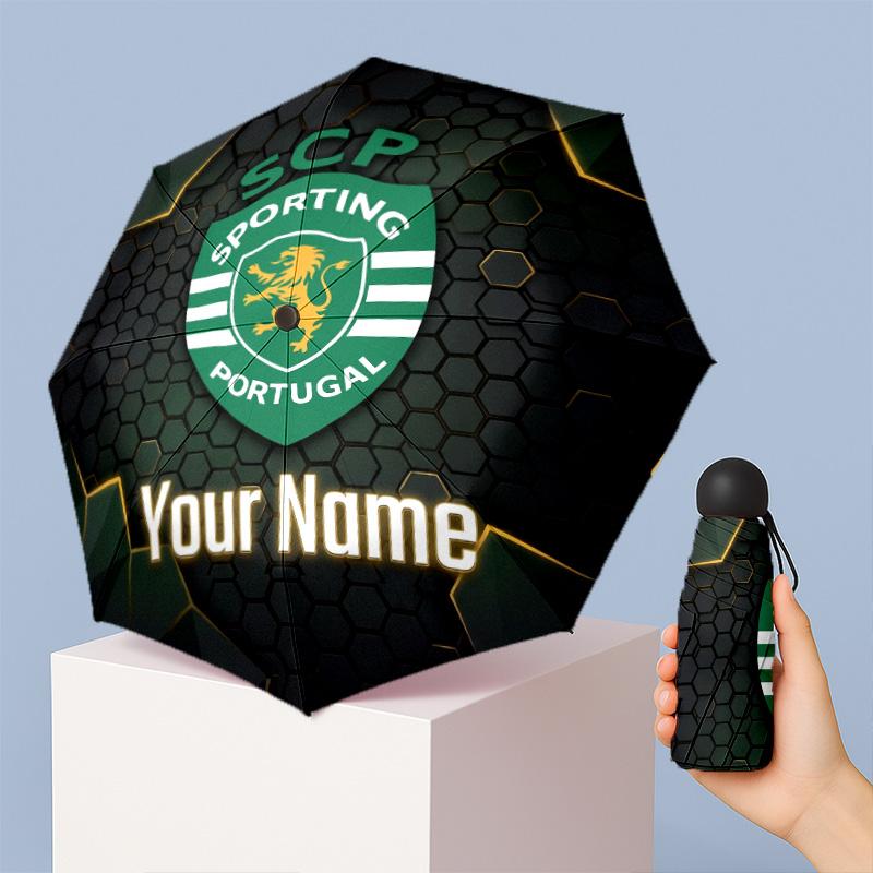 Sporting CP Manual Five Fold 8 Rib Umbrella Support Custom Text, Lightweight Travel Umbrella