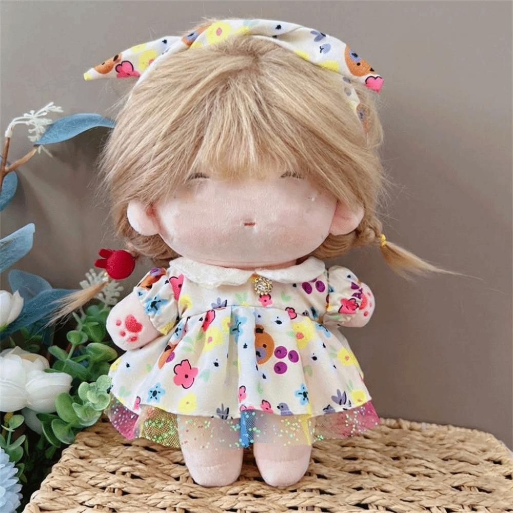 20CM Miniatur Anzug Mehrfarbig Puppen Kopfschmuck Kleid Set Spielzeug Puppen Kleidung Baumwolle Gefüllte Puppe