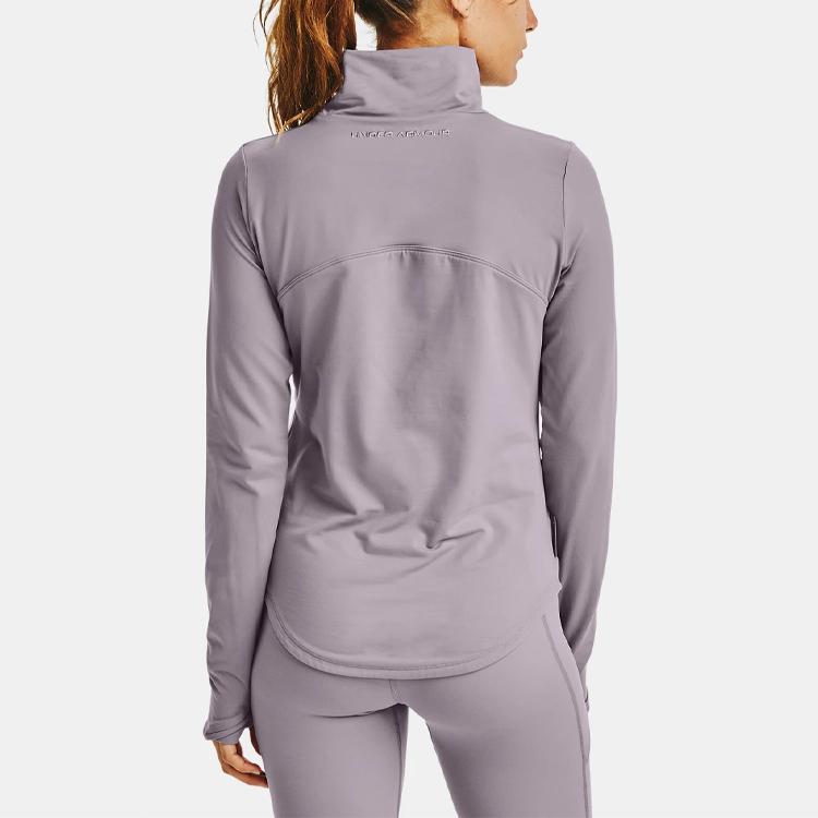 Under Armour Casual Training Sports High-Neck T-Shirt Women Tops Purple 1360348-585