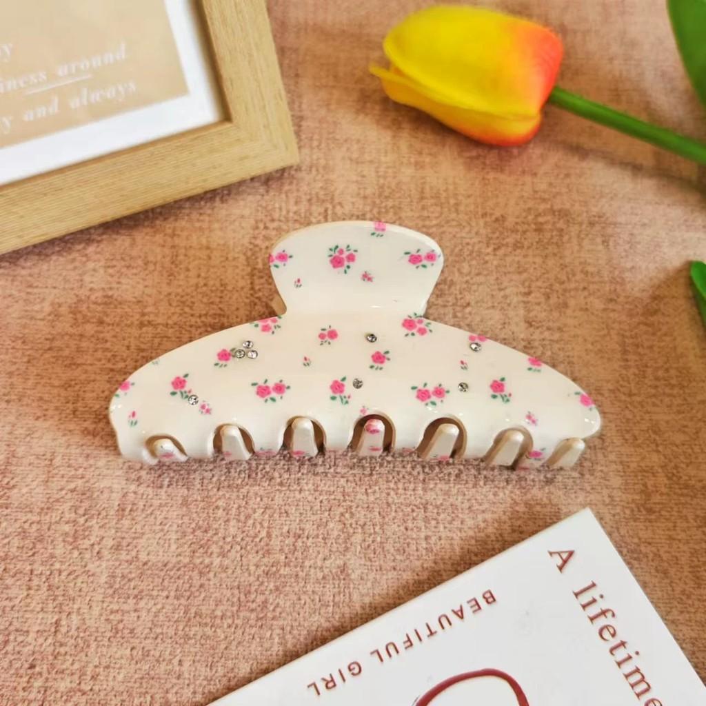 Vintage Floral Cherry Hair Clip Women Starry Diamond Delicate Shark Clip Versatile Hair Accessories