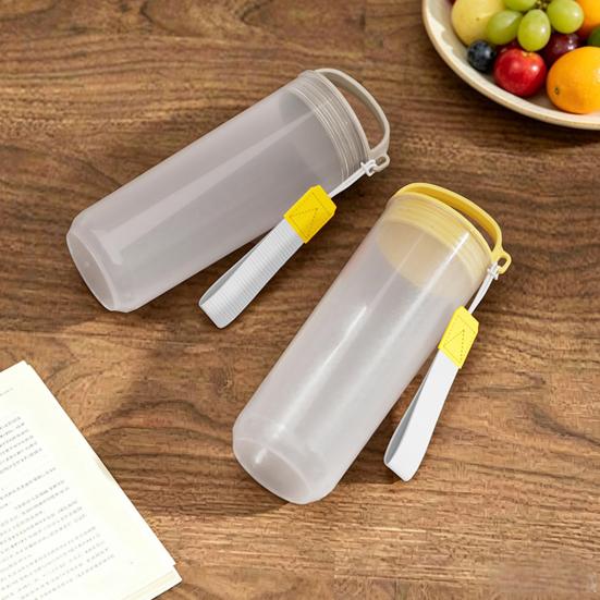 Frosted Water Bottle with Handle & Lanyard, Food Grade Clear Drinking Bottle, Leak-Proof Portable Travel Drink Soybean Milk Cup for Outdoor Gym Office