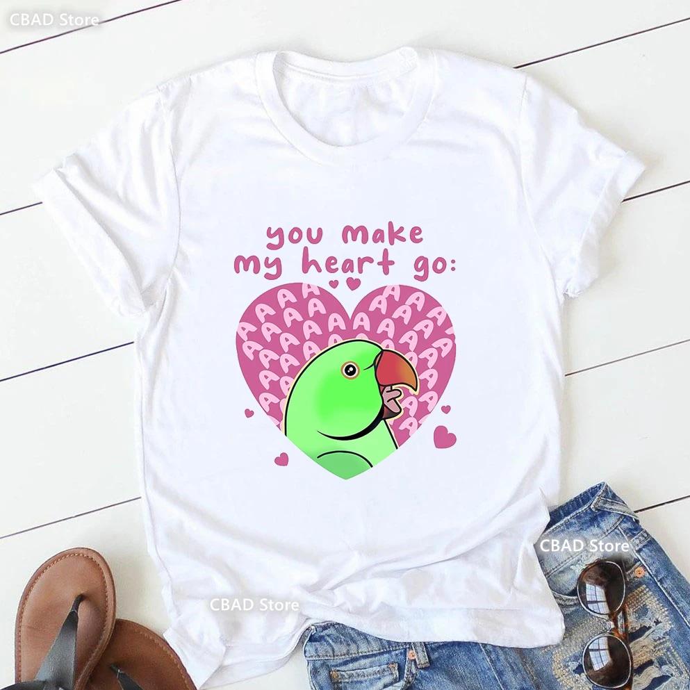 Cute Cockatielsparrot Bird Lovers Print T Shirt Girls Sunflower Flowers Tshirt Unisex Harajuku Kawaii Clothes Summer Tops Tee