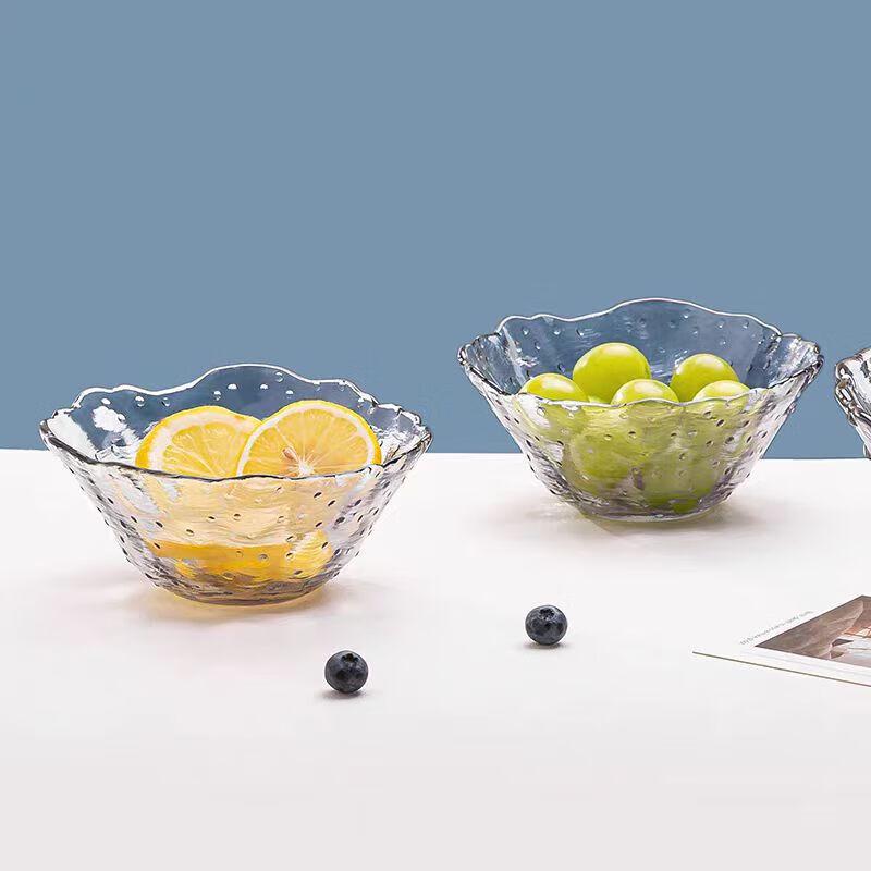 Kemereite Ins-Style Lotus Leaf Glass Salad Bowl Set, 6-Piece