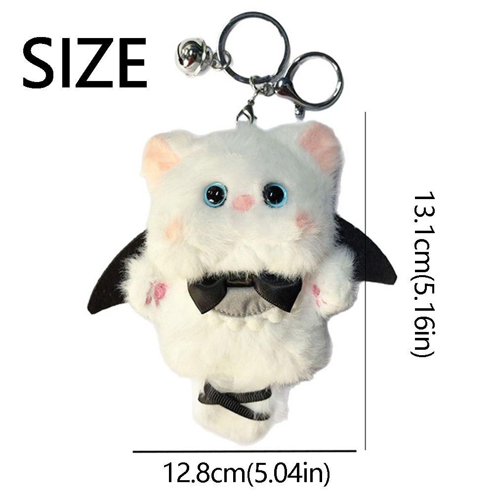 Flauschige Cartoon-Katze Plüschtier Spielzeug Schwarz und Weiß Schlüsselanhänger Plüschtier Rucksack Anhänger