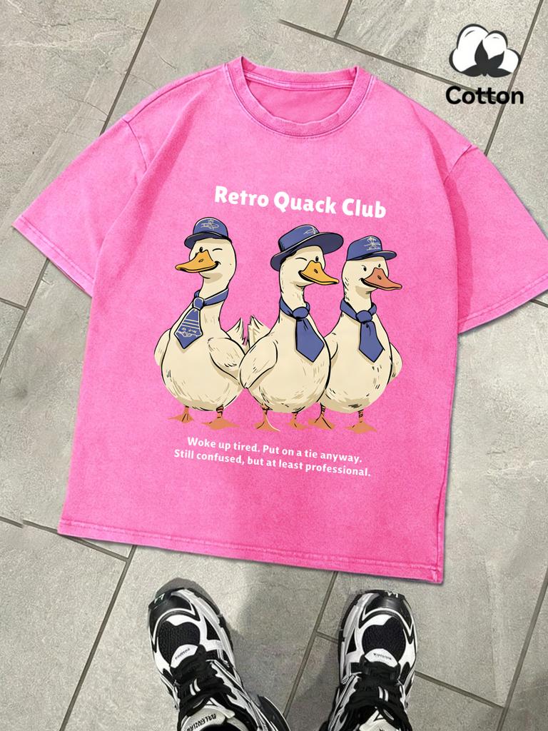 Three Lively Ducklings Design Washed Men T Shirts Summer Soft Tee ONeck Cotton Short Sleeve Unisex Fashion Loose Clothing