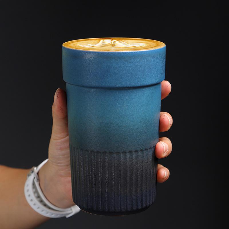 Coarse Pottery Coffee Cup, Latte Cup, Retro Mug, Couple Water Cup, Large Capacity Household Ceramic Cup, Hand Cup