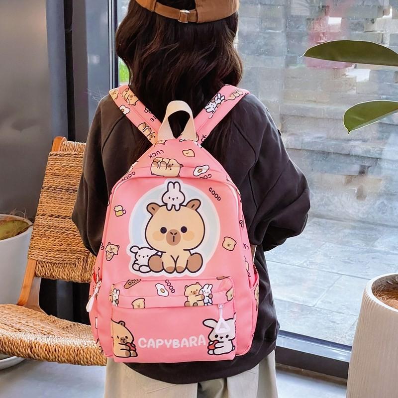 Cute And Spacious Childrens Cartoon Capybara Backpack For Boys And Girls In Nylon Soft