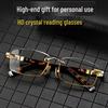 Zhuyeqing Bezrámečkové křišťálové brýle na čtení s vysokým rozlišením - Pánské a dámské brýle s ochranou proti modrému světlu, proti únavě očí pro hyperopii