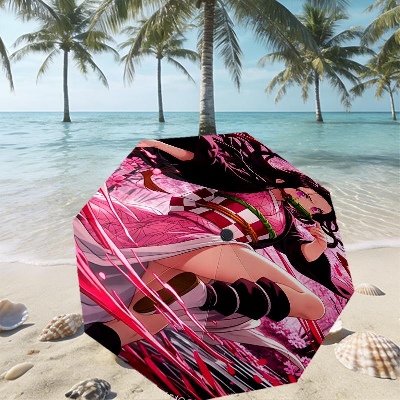 Demon Slayer Print Umbrella Automatic Opening/ Closing - Portable Foldable Design - Daily use for Travel/Outdoor - Gift for Birthday