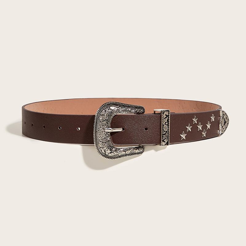 Vintage Star Nietengürtel Y2K Metallschnalle Punk Rock Gürtel Gothic Pu Bund Gürtel Damen Herren Jeans Hosen Dekor Accessoires