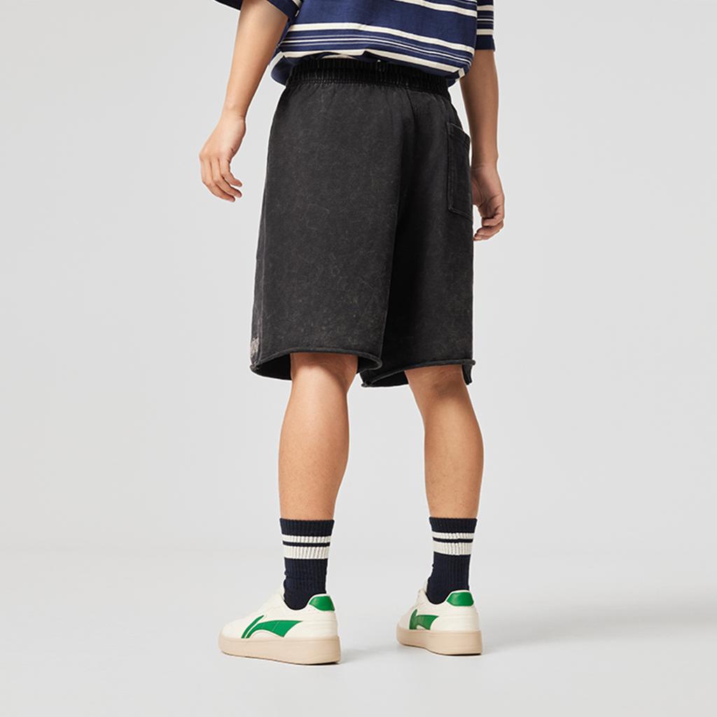 Li-Ning Sports Lifestyle Series Letter Mid-Waist Drawstring Breathable Versatile Straight-Cut Casual Shorts Men Shorts Black AKSV527-1