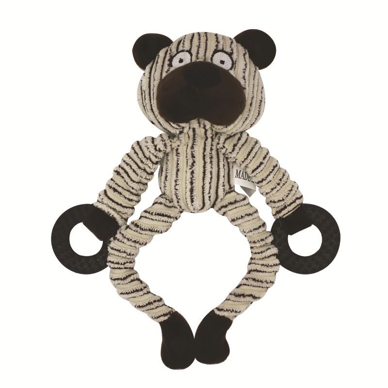 Cute Monkey Plush Squeaky Toy Soft Corduroy Pet Chew Toy for Puppy Interactive Tug