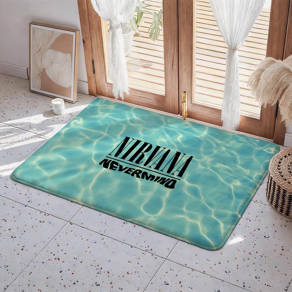N Nirvana Rock Band Anime Floor Mat Eco  Flannel Doormat Non Slip Odorless Indoor Floor Rug Soft Short Plush Home Mat