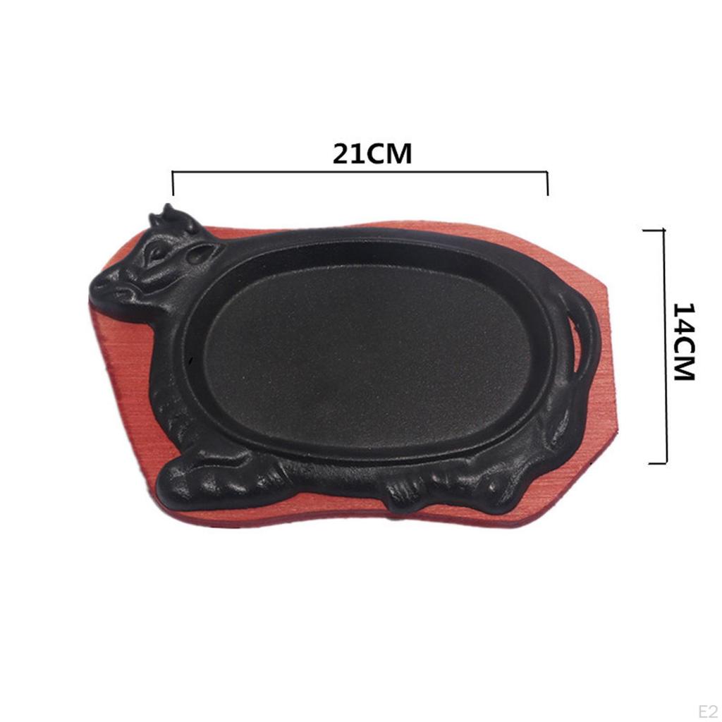 BBQ Frying Pan Steak Plate Sizzle Griddle Griddles Cookware Cow Shaped Non Stick Skillet for Kitchen