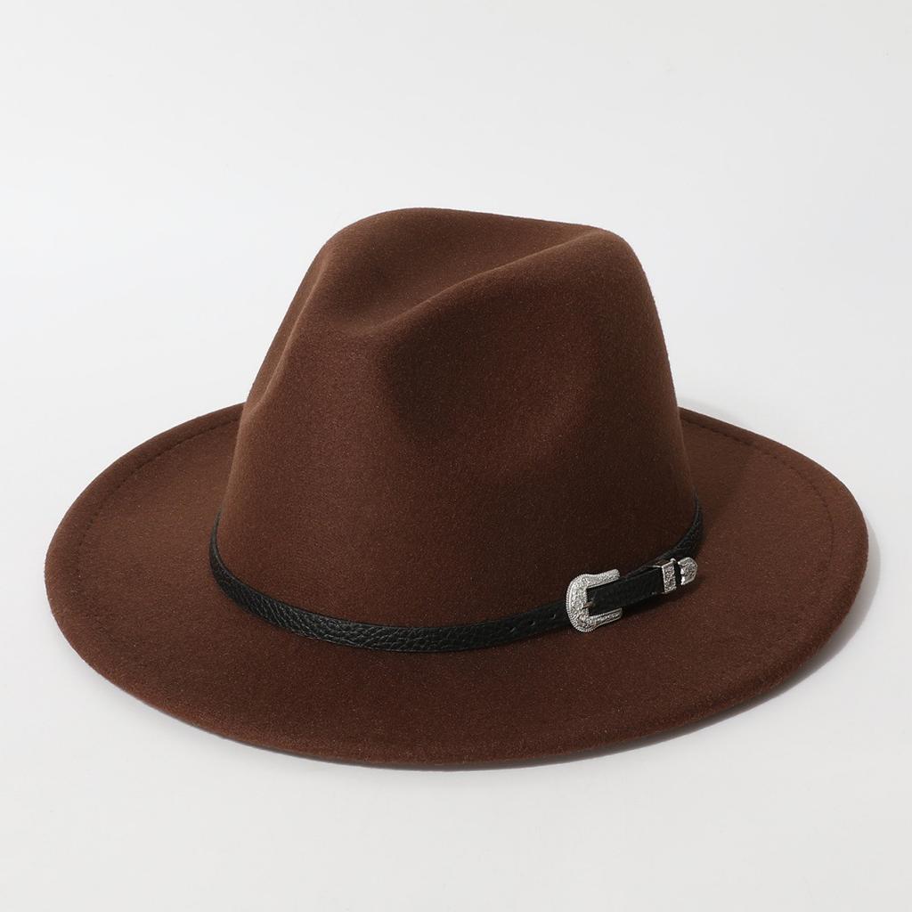 European and American Flat-brimmed Hats, Western Cowboy Hats, British Jazz Hats, Vintage Felt Hats, Leather Belt Wool Hats for Men and Women