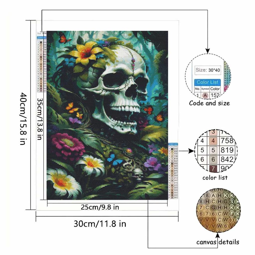 5D Diy Diamond Painting Skull Flowers Butterfly Embroidery Diamond Painting Embroidery Cross Stitch Embroidery Home Decor