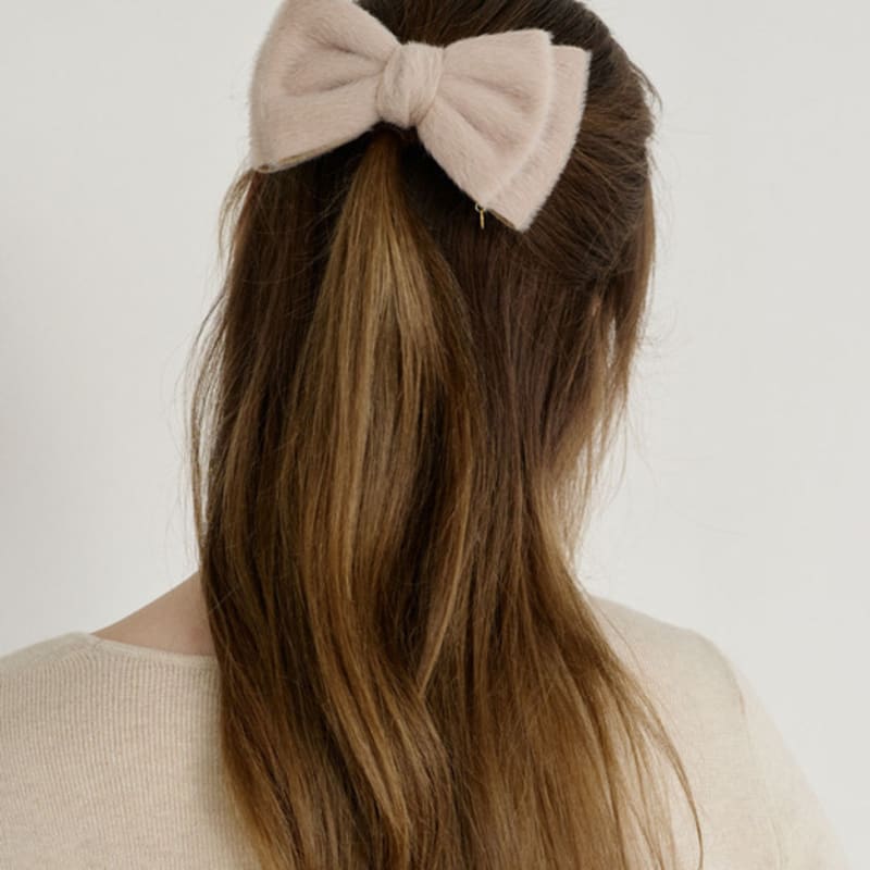 NUOY Lovely Fur Ribbon Hairpin (3 Colors)