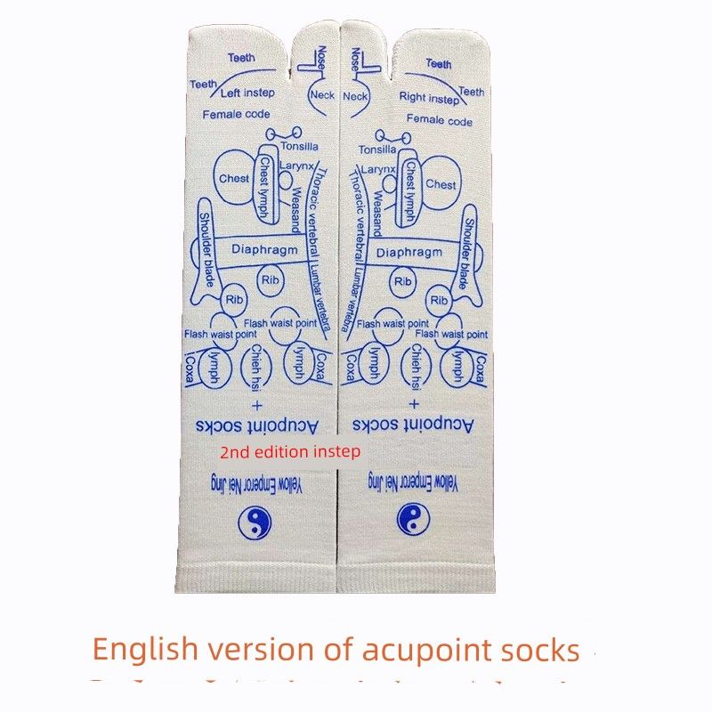 Renyitang Acupuncture Socks Sole Foot Knee-High Socks Sole Handy Gadget Foot Therapy Tool Meridian Socks Sole Massage Socks [English Version] Female Size 35-39 Acupoint Socks