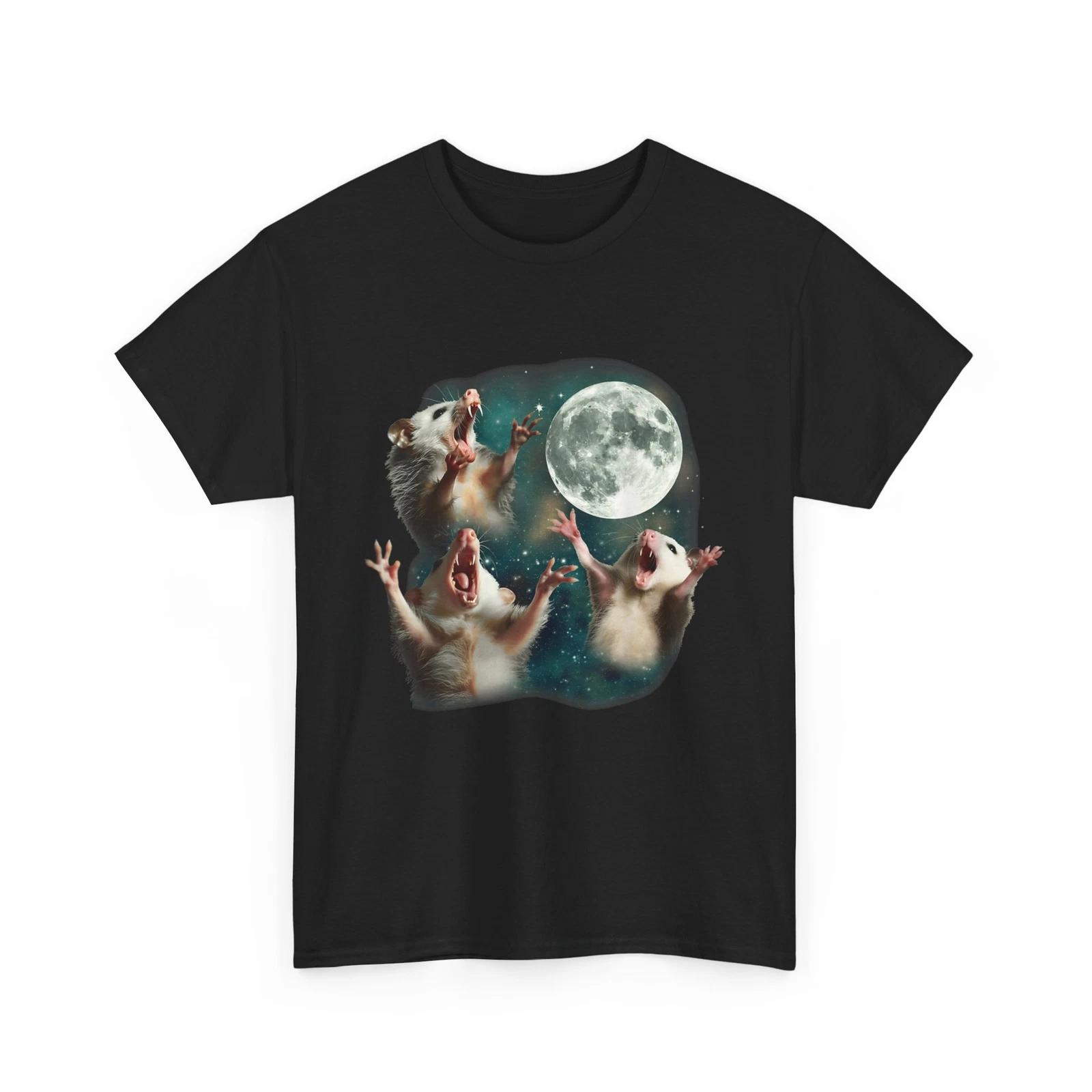 Three Possum Moon Shirt, 3 Opossum Funny Weird Cursed Meme T shirt S