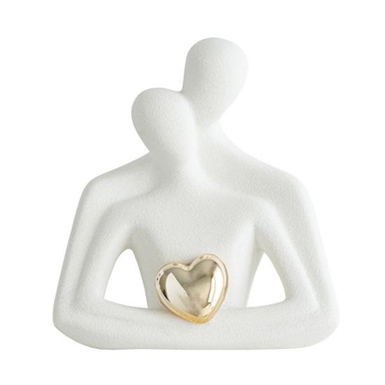 Abstrakcyjna Statuetka Przytulającej się Pary Ceramiczna Figurka Kochanków Objęcie Mężczyzny Kobiety Dekoracja Rocznica Ślubu Walentynki Romantyczny Prezent