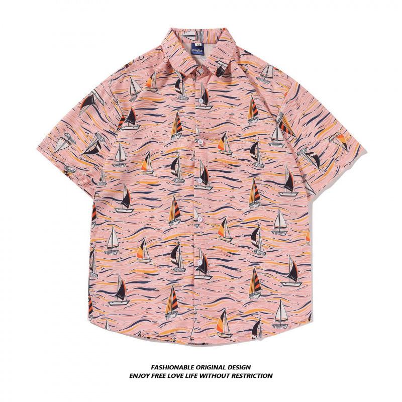 Beach Short-sleeve Floral Shirt for Men and Women, Couple Style, New Summer Seaside Hawaiian Shirt