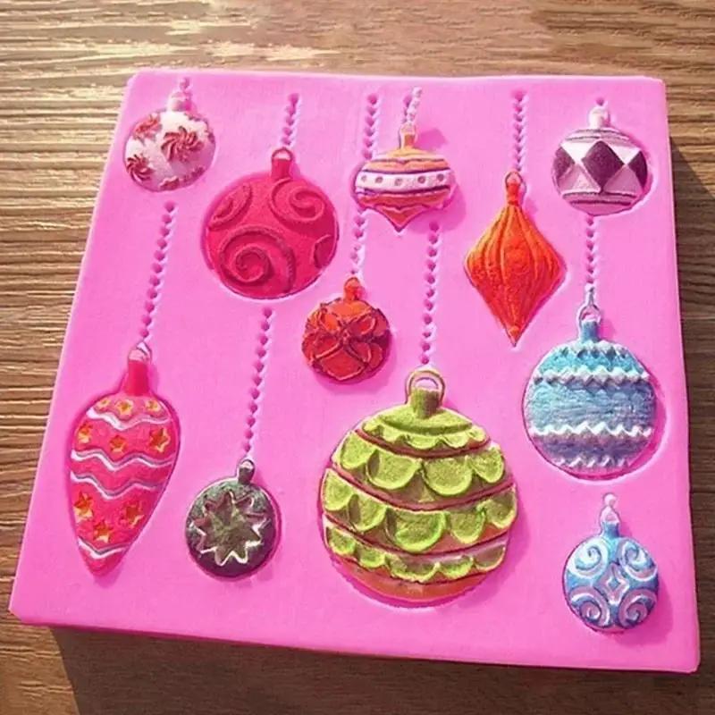 Cake Craft Accessories Christmas Ball Shape Handmade Creative Silicone Mould Christmas Ornament Fondant Cake Mold Emboss Cutter