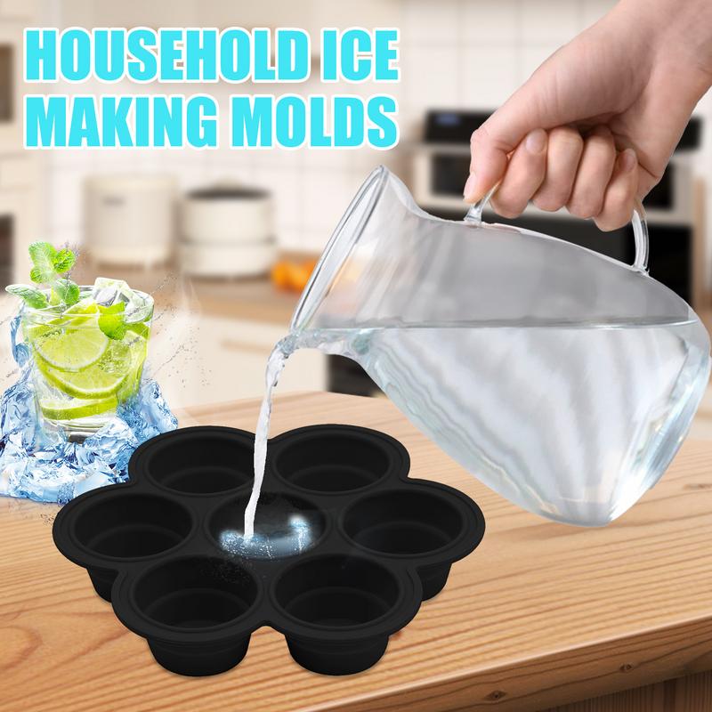 Ice Block Tray 7-Cavity Silicone Freezer Ice Block Mold Drinks Making Easy-Release Tool Non-Sticky Food Container for Home