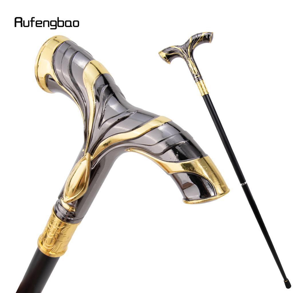 Gold Schwarz Fließende Linien Adler Luxus Mode Cosplay Stock Party Dekorativer Stock Eleganter Krummstabknauf Gehstock 92cm