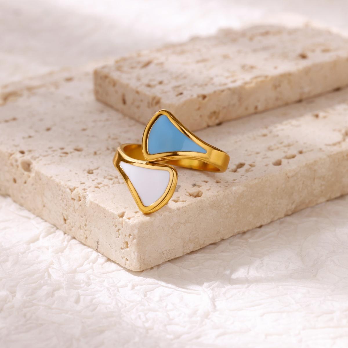 

Stainless Steel Geometric Enamel Rings For Women Girls Opening Gold Color Ring Wedding Couple Jewelry Gifts anillos hombre
