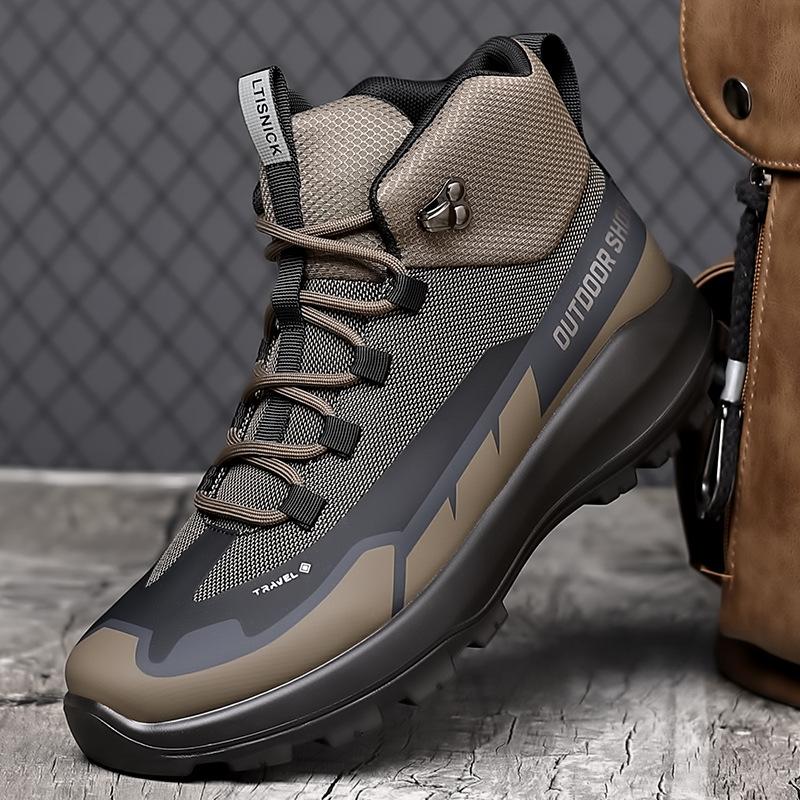 City outdoor high-top hiking shoes men's spring and autumn wear-resistant non-slip climbing shoes cushioning breathable professional hiking shoes men