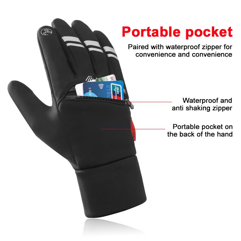 Black Winter Outdoor Cycling Gloves Gym Fitness Sports Running Warm Touch Screen Nonslip Gloves Motorcycle Gloves Men Women