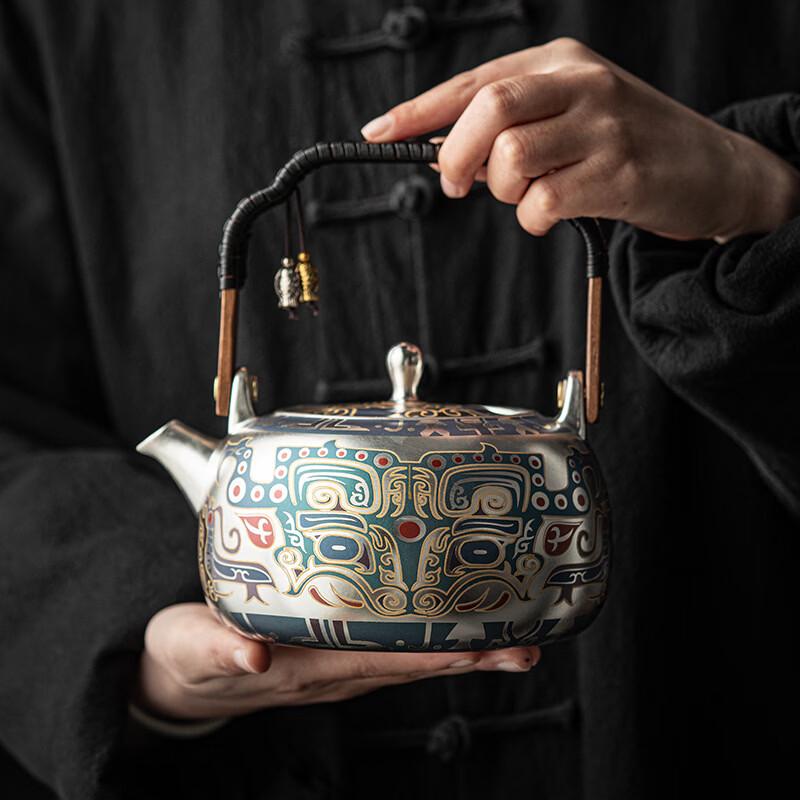 Zhuijia Zheng Wenqiang Dunhuang Handmade Silver Teapot