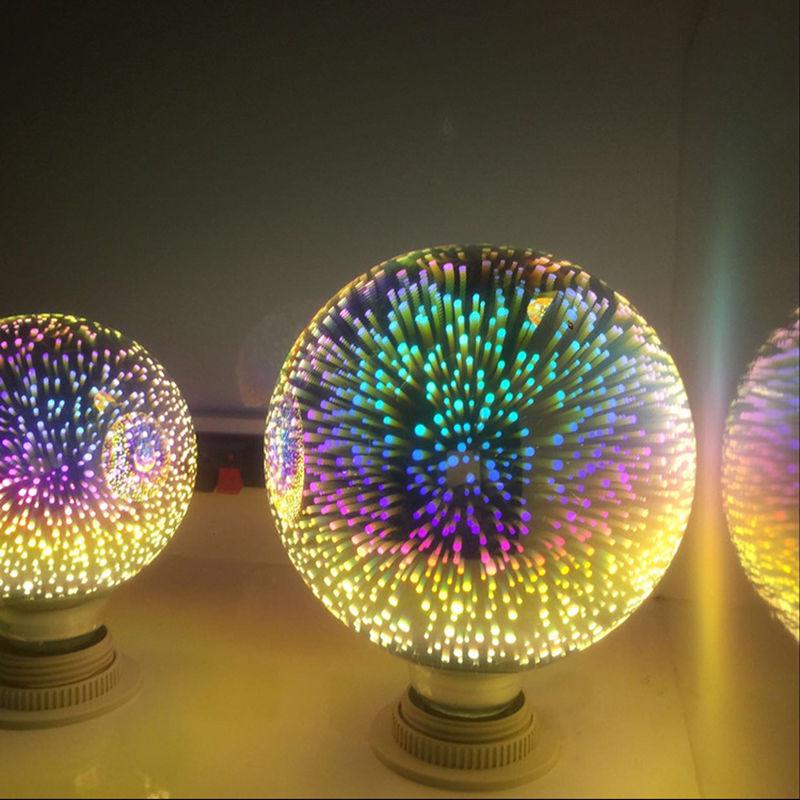 E27 G95 5W 85-265V 460LM LED Bulb 3D Firework Lamp Babysbreath Colorful