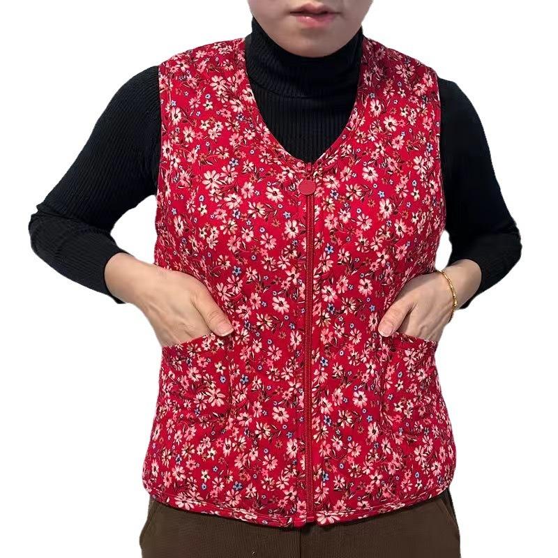 Mom's velvet warm ultrasonic vest medium and old women's clothing autumn and winter clothing fashion vest jacket top women