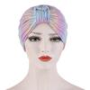 Chemo Cancer Hat Cap Pleated Turban Women Stretch Knotted Shiny Muslim Headscarf