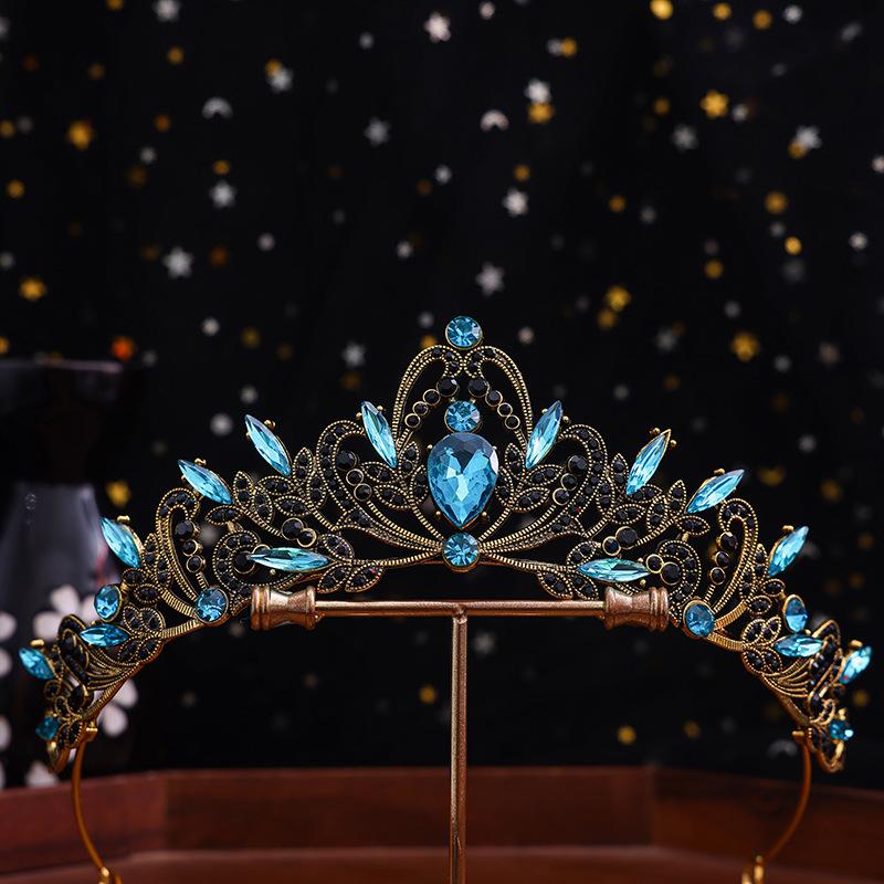 1pc Bridal Crown Tiara Alloy Black Vintage Baroque Rhinestone Crystal Wedding Dress Accessories Performance Hair Accessories