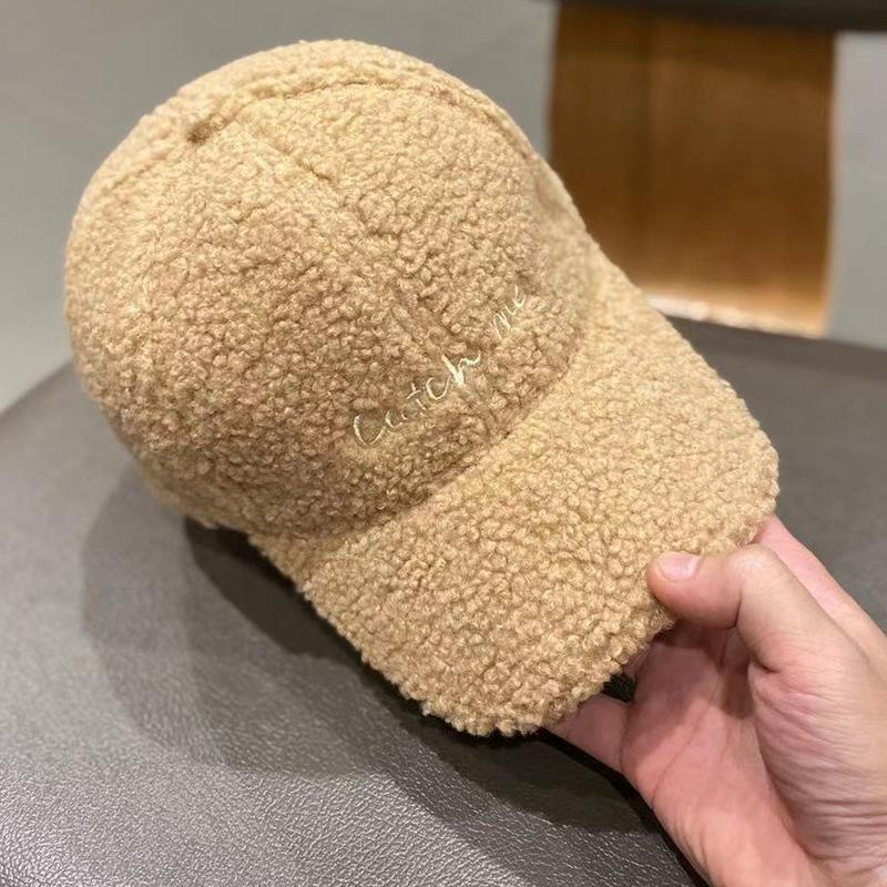 Korean Winter Ins Lamb Velvet Warm Baseball Hat for Women Japanese Versatile Letter Baseball Hat Fashion Trend