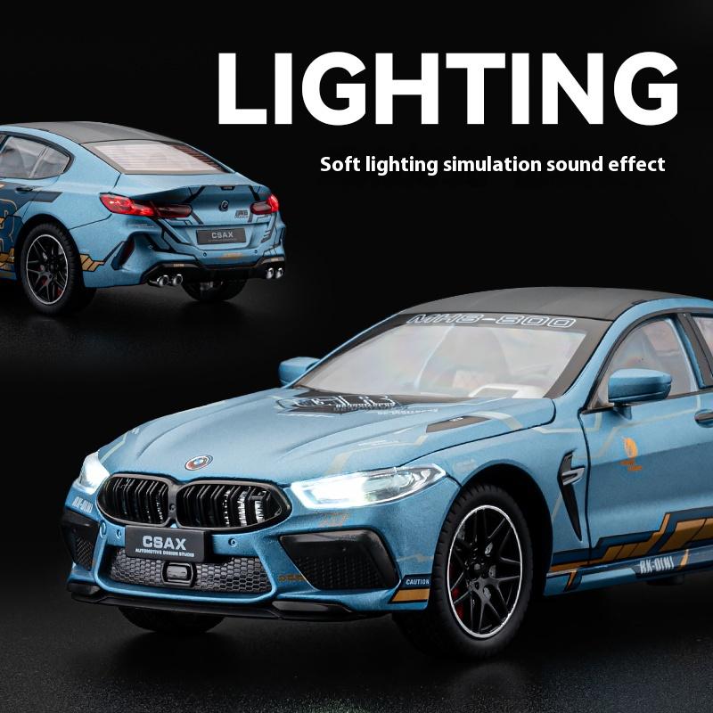 Similation 1/24 Scale BMW M8 Supercar Alloy Car Model , Sound and Light Pull Back Die Cast Children's Toy Collectibles Birthday Gift