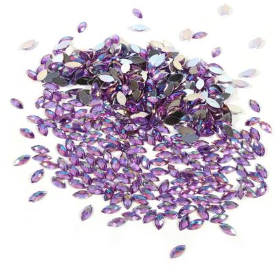 Akrila krelles ar plakanu aizmuguri zirga acs, akrila dzidrais rhinestones 7*15mm(Violets)