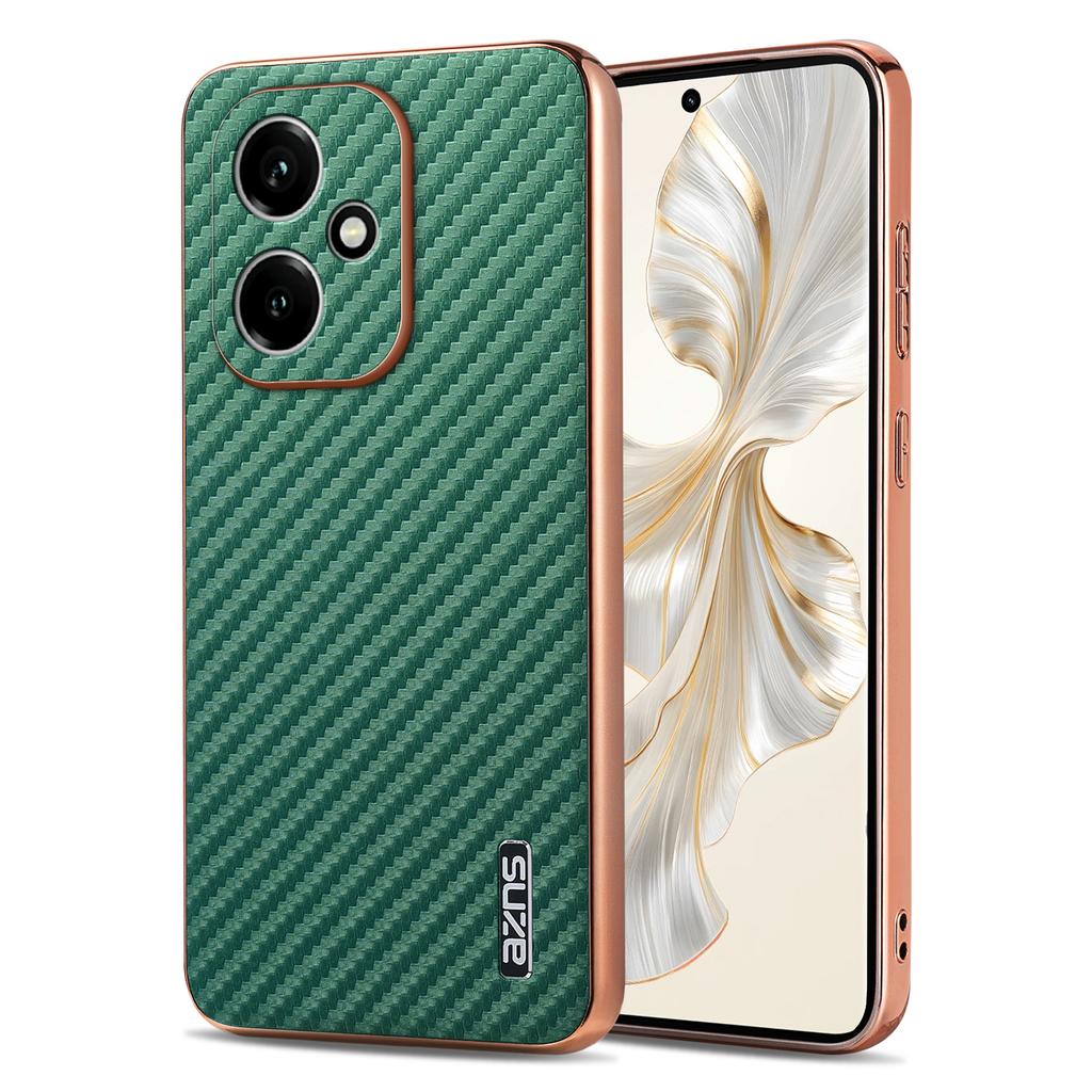 AZNS For Honor 400 5G (Global) Case Electroplating Carbon Fiber Texture PU + TPU Phone Cover