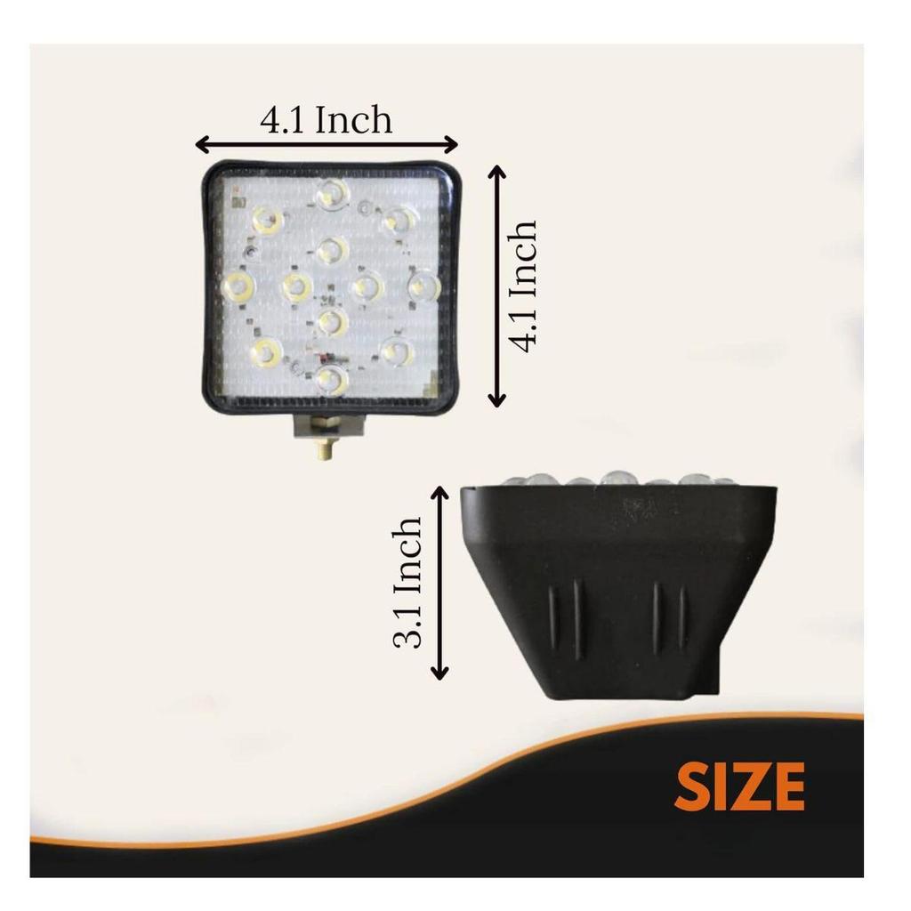 LED Pods 4.1 Inch 24V Square LED Off-Road Tractor Lights Flood Beam | Fog Driving Light Pods for SUV Truck JCB Tractor (Pack of 4)