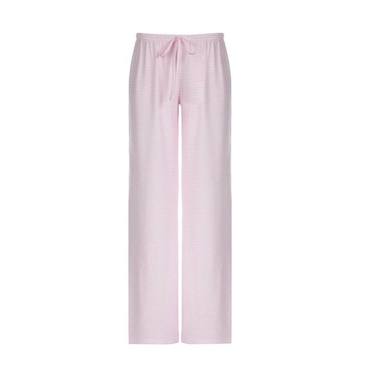 New High Waist Loose Straight Leg Pants for Women American Style Casual Striped Trousers with Lace Up
