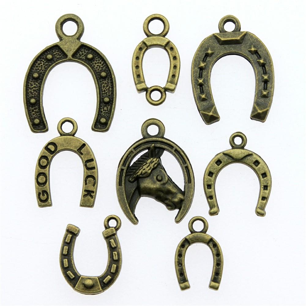 20pcs Horseshoe Charms Pendant Antique Bronze Color Good Luck Horseshoe Charm Pendants Jewelry Accessories DIY