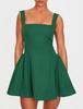 Women's Sleeveless Square Neck Cinched Waist Mini Flared Party Dress