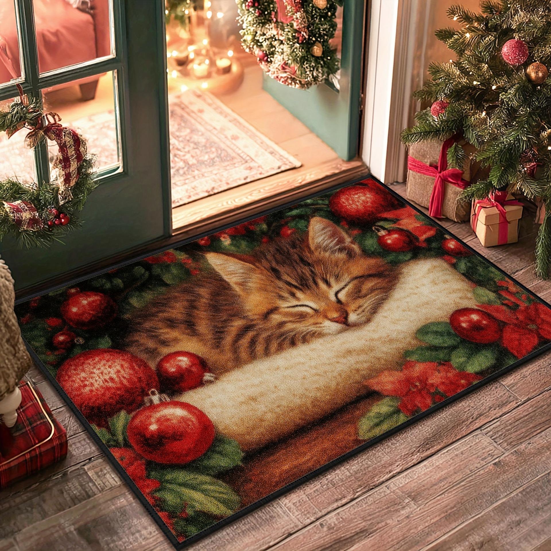 

Cute Cartoon Cat Pattern Design Welcome Door Mat Non Slip Rug for Indoor Outdoor Use Patio Balcony Living Room Bedroom Floor Mat 40 * 60cm