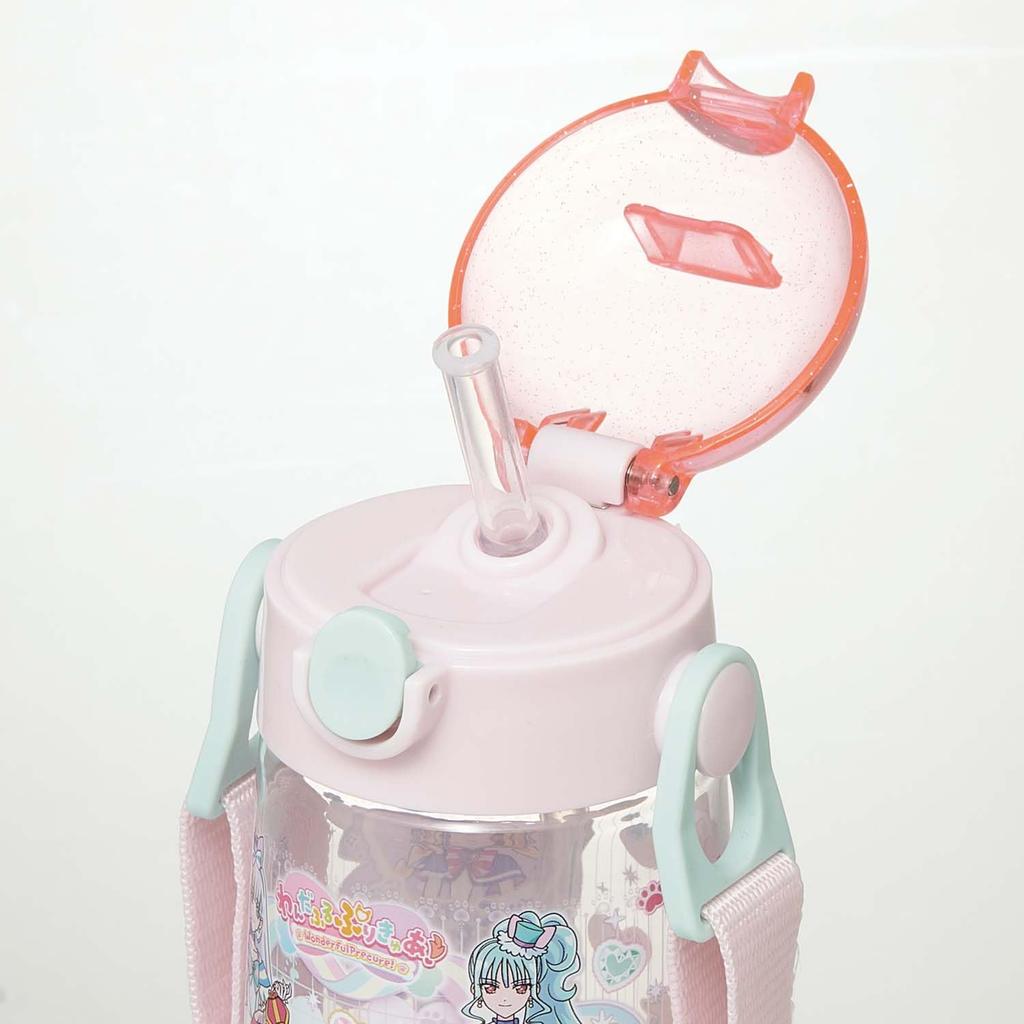 Skater Wasserflasche Wandafuru PreCure 480ml Klare Flasche mit Strohhalm für Kinder PDSH5-A
