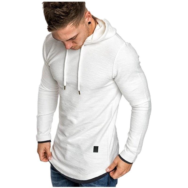 

2024 Осень и зима Новая мужская мода сшитая футболка с длинными рукавами Мужская европейская кодовая кофта с капюшоном Мужская футболка M белый