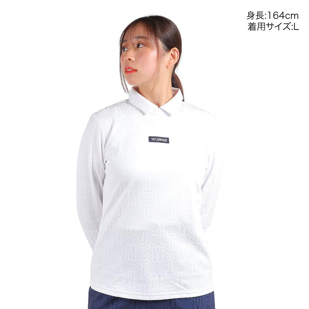 TaylorMade Monogram L/S Polo Shirt, White, Size S, Women's, 2023FW, TL163
