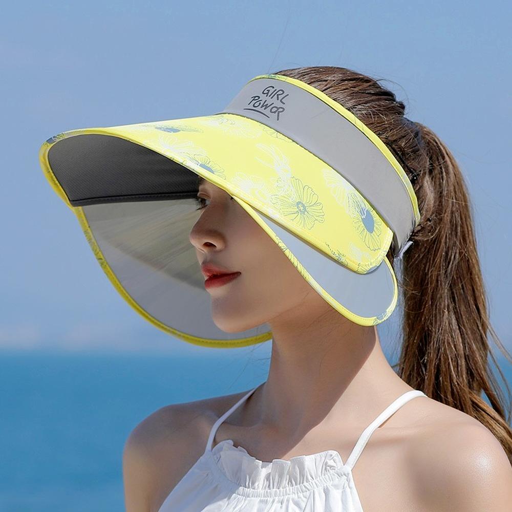 Sommer Damen Outdoor UV-Schutz Visiere Ausziehbarer, vergrößerter Krempe Leerer Zylinder Koreanische Blume Big Brim Bucket Hats Sonnenhut Strand
